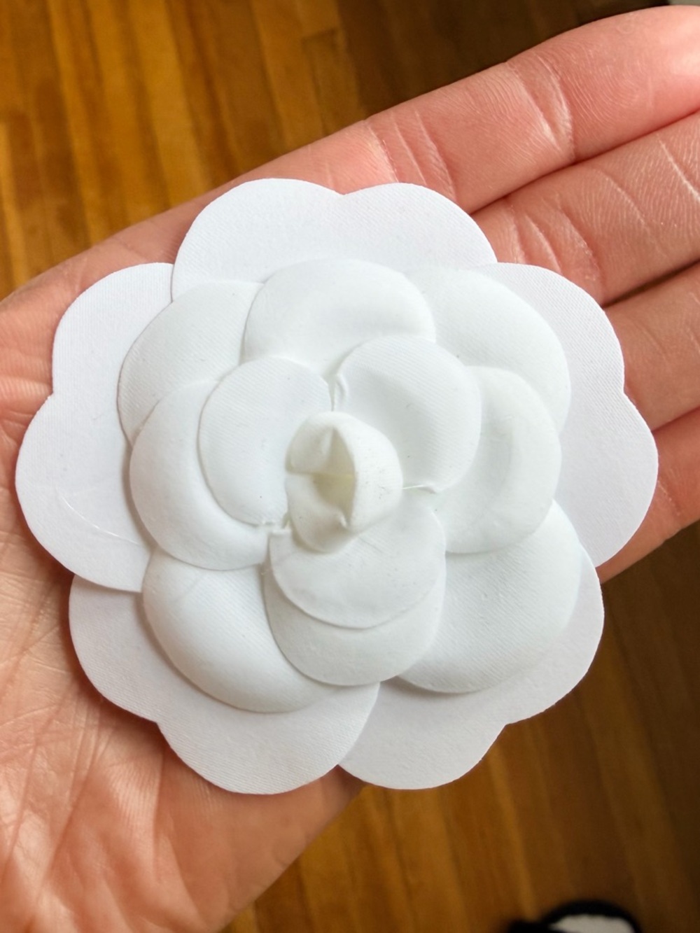***PRICE FIRM*** Chanel White Cloth Camellia with 3M Sticker on back (SEALED)